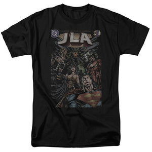 AN OFFCIALLY LICENSED JLA #1 COVER MEN'S REGULAR FIT T-SHIRT BLACK