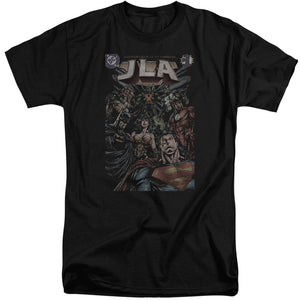 AN OFFCIALLY LICENSED JLA #1 COVER MEN'S TALL FIT T-SHIRT BLACK