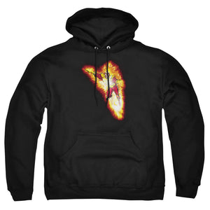 AN OFFCIALLY LICENSED JLA FIRESTORM BLAZE ADULT UNISEX PULLOVER HOODIE BLACK
