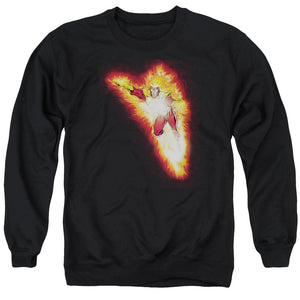 AN OFFCIALLY LICENSED JLA FIRESTORM BLAZE ADULT UNISEX CREWNECK SWEATSHIRT BLACK