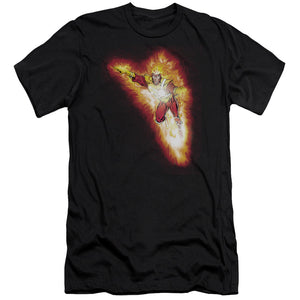 AN OFFCIALLY LICENSED JLA FIRESTORM BLAZE MEN'S PREMIUM SLIM FIT T-SHIRT BLACK