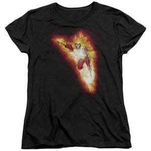 AN OFFCIALLY LICENSED JLA FIRESTORM BLAZE WOMEN'S REGULAR FIT T-SHIRT BLACK