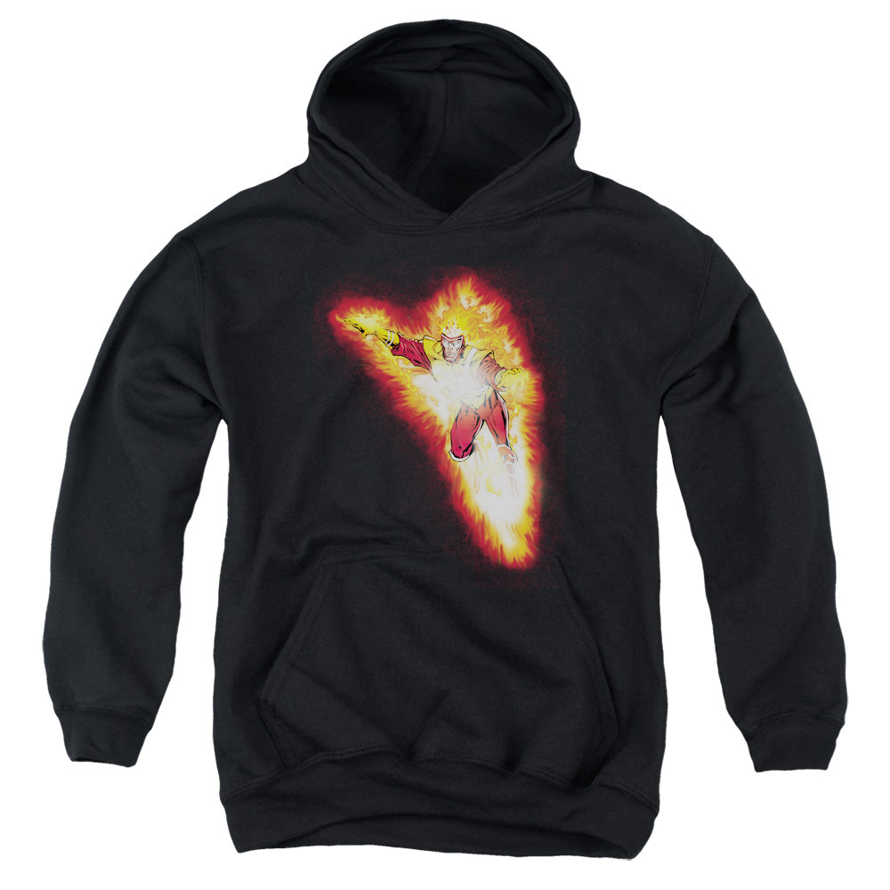 AN OFFCIALLY LICENSED JLA FIRESTORM BLAZE YOUTH HOODIE BLACK