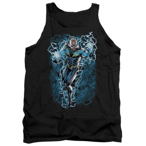 AN OFFCIALLY LICENSED JLA BLACK LIGHTNING BOLTS ADULT UNISEX TANK TOP BLACK