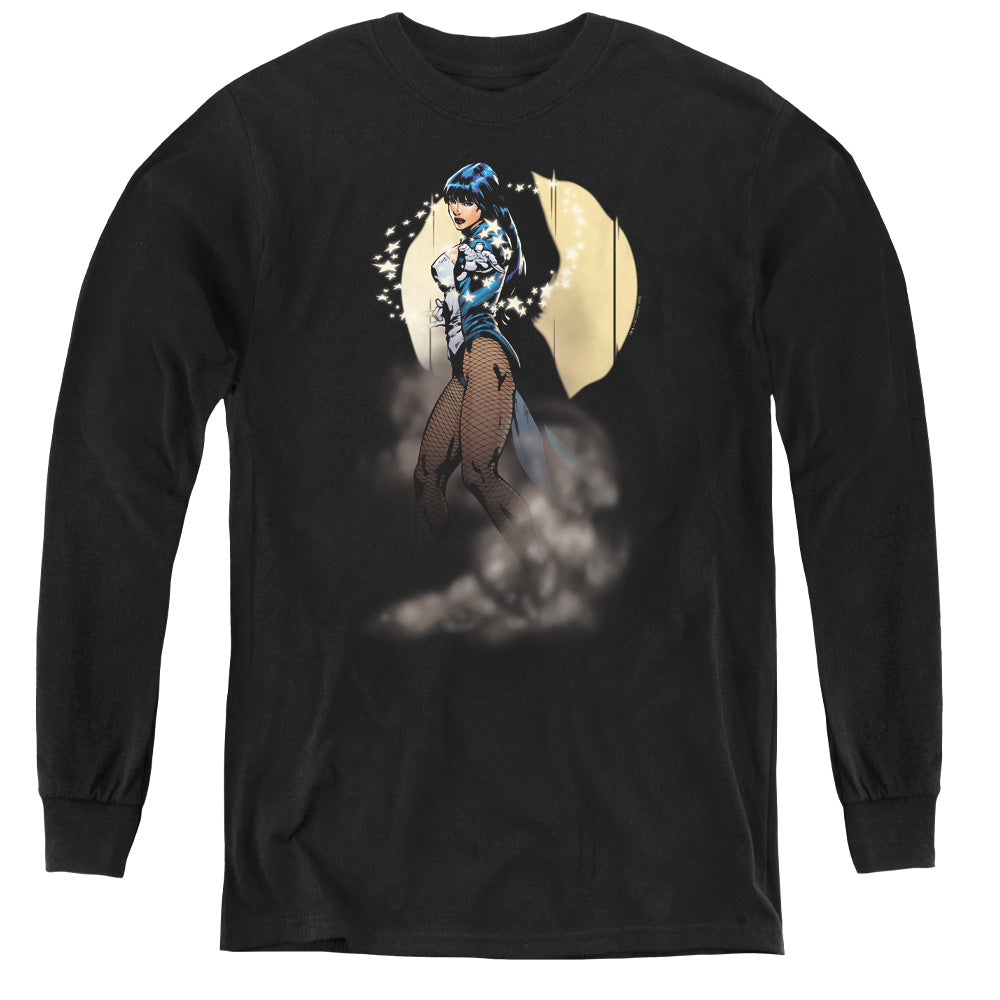 AN OFFCIALLY LICENSED JLA ZATANNA ILLUSION YOUTH LONG SLEEVE T-SHIRT BLACK
