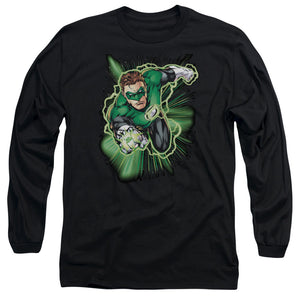 AN OFFCIALLY LICENSED JLA GREEN LANTERN ENERGY MEN'S LONG SLEEVE T-SHIRT BLACK