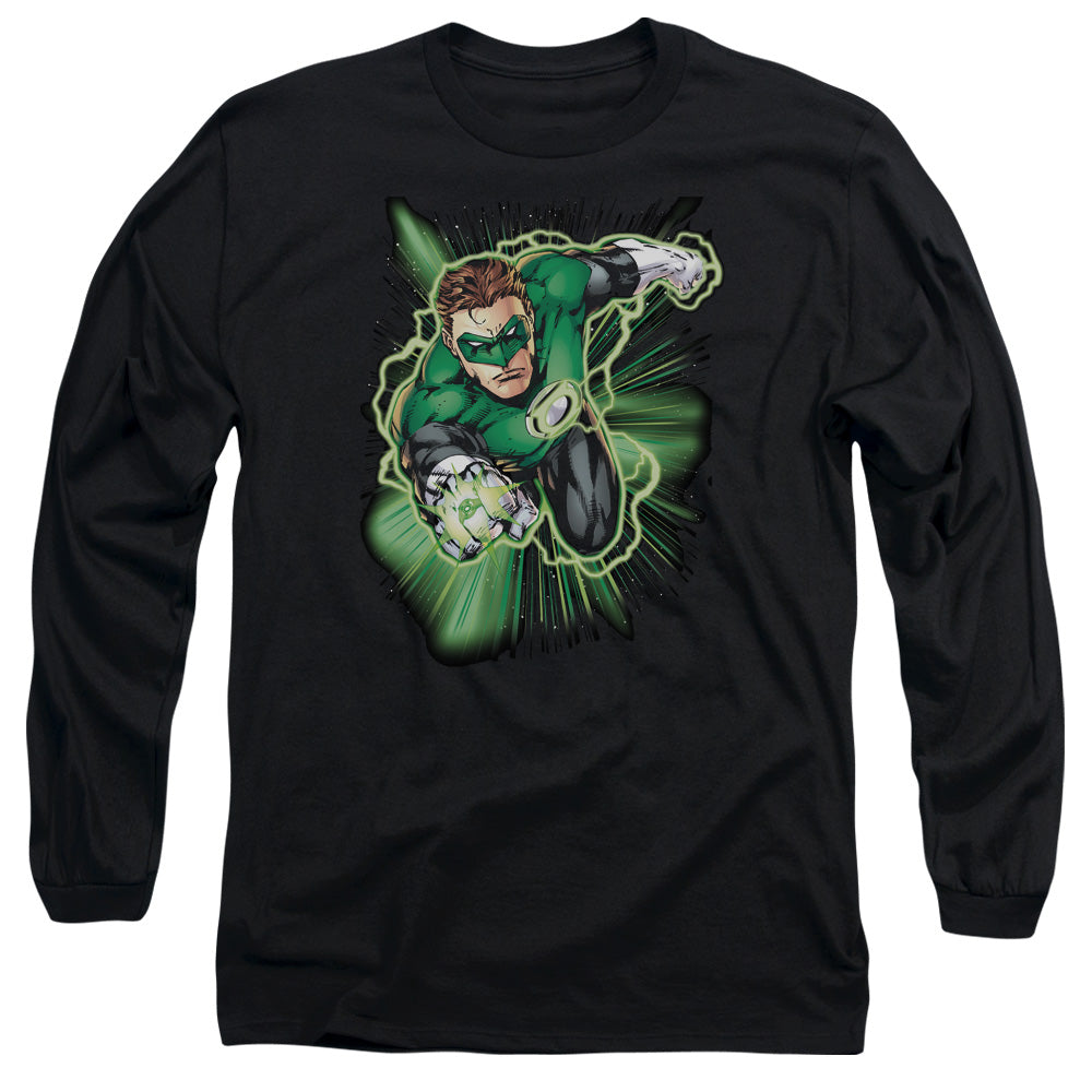AN OFFCIALLY LICENSED JLA GREEN LANTERN ENERGY MEN'S LONG SLEEVE T-SHIRT BLACK