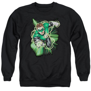 AN OFFCIALLY LICENSED JLA GREEN LANTERN ENERGY ADULT UNISEX CREWNECK SWEATSHIRT BLACK