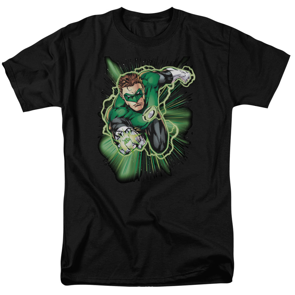 AN OFFCIALLY LICENSED JLA GREEN LANTERN ENERGY MEN'S REGULAR FIT T-SHIRT BLACK