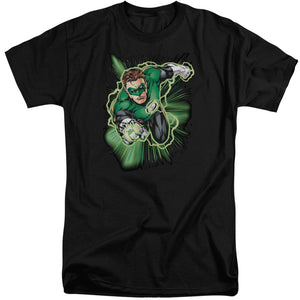 AN OFFCIALLY LICENSED JLA GREEN LANTERN ENERGY MEN'S TALL FIT T-SHIRT BLACK