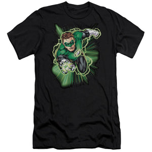 AN OFFCIALLY LICENSED JLA GREEN LANTERN ENERGY MEN'S PREMIUM SLIM FIT T-SHIRT BLACK