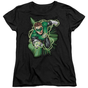 AN OFFCIALLY LICENSED JLA GREEN LANTERN ENERGY WOMEN'S REGULAR FIT T-SHIRT BLACK
