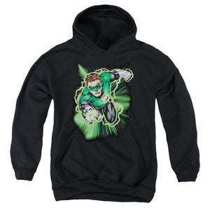 AN OFFCIALLY LICENSED JLA GREEN LANTERN ENERGY YOUTH HOODIE BLACK