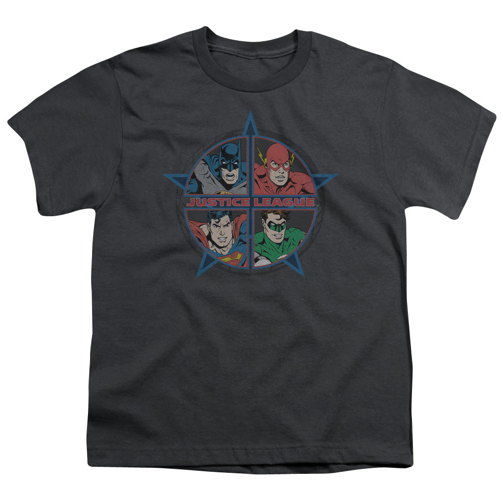 JLA Four Heroes Licensed Kid's T-Shirt (Ages 4-7) XS-LG