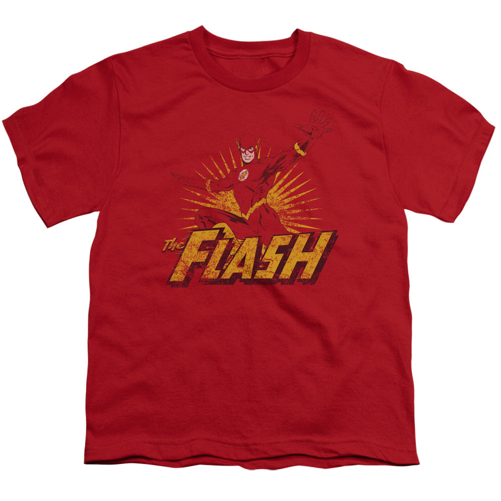 JLA Flash Rough Distress Licensed Kid's T-Shirt (Ages 4-7) XS-XL