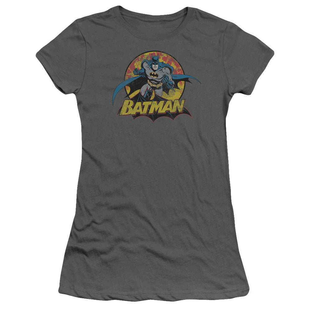 JLA Batman Rough Distress Licensed Women's T-Shirt Juniors SM-XL