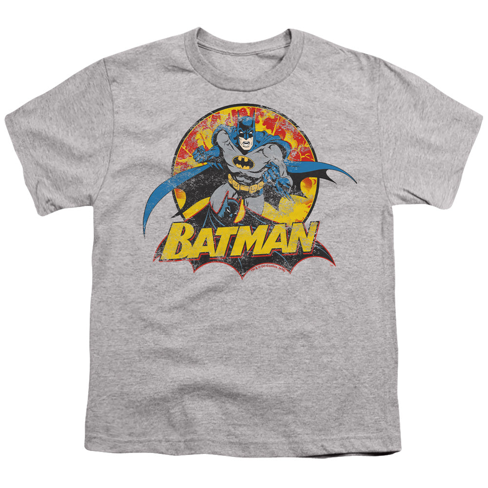 JLA Batman Rough Distress Licensed Kid's T-Shirt (Ages 4-7) XS-XL