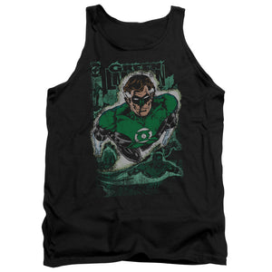AN OFFCIALLY LICENSED JLA GREEN LANTERN #1 DISTRESS ADULT UNISEX TANK TOP BLACK