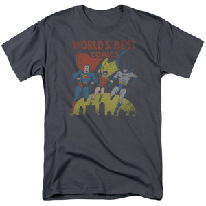 AN OFFCIALLY LICENSED JLA WORLDS BEST MEN'S REGULAR FIT T-SHIRT CHARCOAL