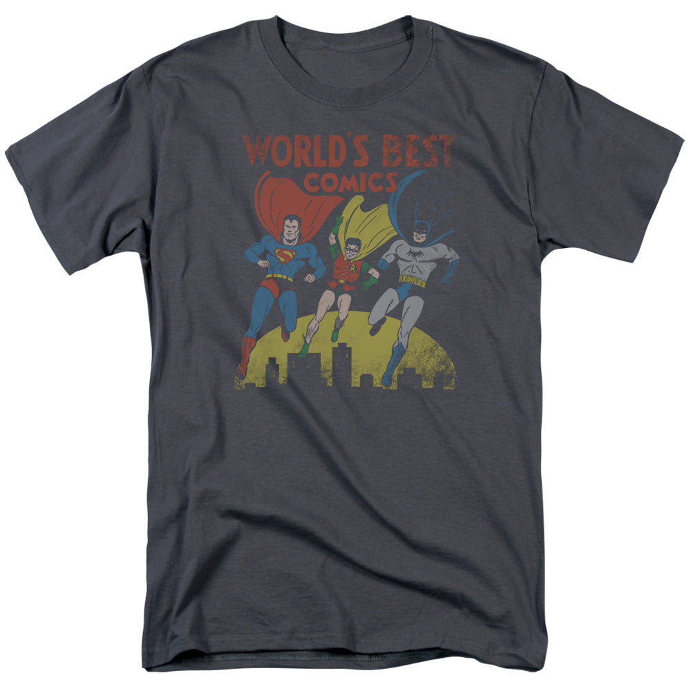 AN OFFCIALLY LICENSED JLA WORLDS BEST MEN'S REGULAR FIT T-SHIRT CHARCOAL