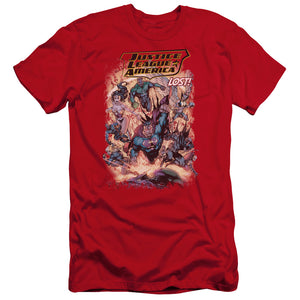 AN OFFCIALLY LICENSED JLA LOST MEN'S PREMIUM SLIM FIT T-SHIRT RED