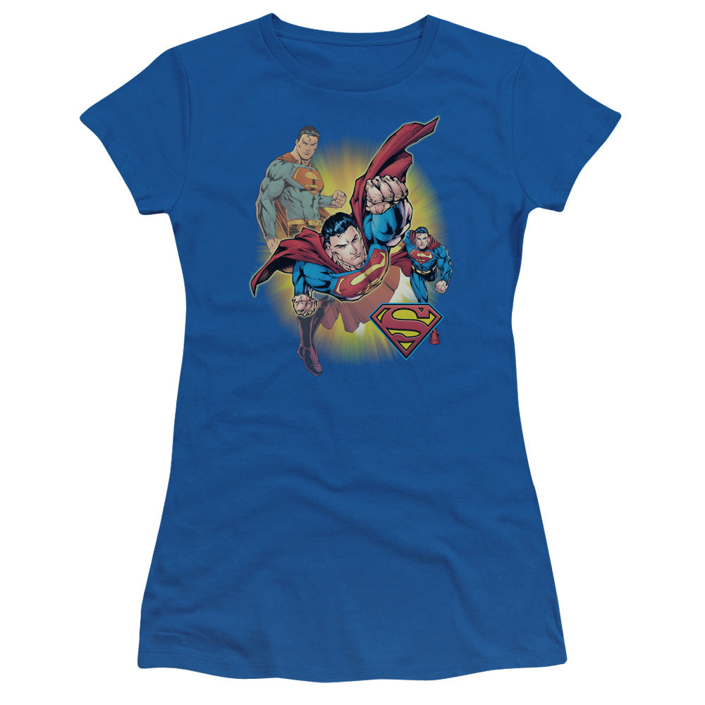 JLA Superman Collage Licensed Women's T-Shirt Juniors MD-XL