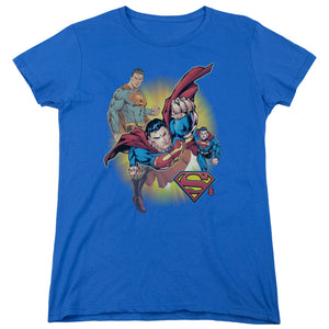 AN OFFCIALLY LICENSED DC SUPERMAN SUPERMAN COLLAGE WOMEN'S REGULAR FIT T-SHIRT ROYAL