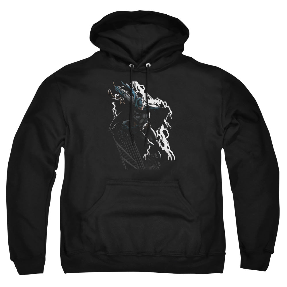 AN OFFCIALLY LICENSED JLA LIGHTING CRASHES ADULT UNISEX PULLOVER HOODIE BLACK