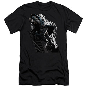 AN OFFCIALLY LICENSED JLA LIGHTING CRASHES MEN'S PREMIUM SLIM FIT T-SHIRT BLACK
