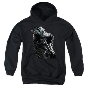 AN OFFCIALLY LICENSED JLA LIGHTING CRASHES YOUTH HOODIE BLACK