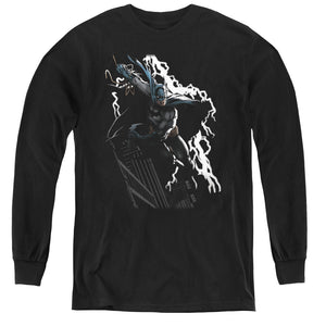 AN OFFCIALLY LICENSED JLA LIGHTING CRASHES YOUTH LONG SLEEVE T-SHIRT BLACK