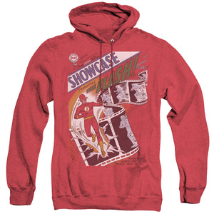 AN OFFCIALLY LICENSED JLA SHOWCASE #4 COVER ADULT UNISEX HEATHER PULLOVER HOODIE RED