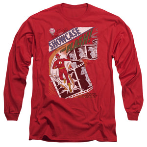 AN OFFCIALLY LICENSED JLA SHOWCASE #4 COVER MEN'S LONG SLEEVE T-SHIRT RED