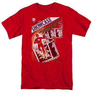 AN OFFCIALLY LICENSED JLA SHOWCASE #4 COVER MEN'S REGULAR FIT T-SHIRT RED