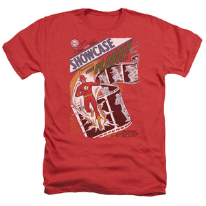 AN OFFCIALLY LICENSED JLA SHOWCASE #4 COVER MEN'S HEATHER T-SHIRT RED