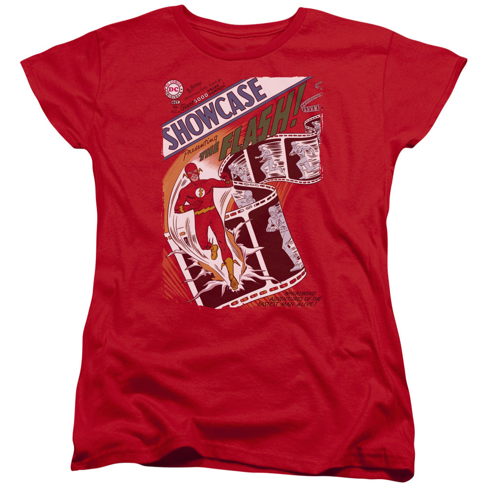 AN OFFCIALLY LICENSED JLA SHOWCASE #4 COVER WOMEN'S REGULAR FIT T-SHIRT RED