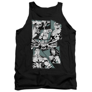 AN OFFCIALLY LICENSED JLA A MIGHTY LEAGUE ADULT UNISEX TANK TOP BLACK
