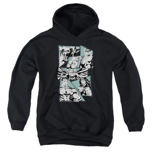 AN OFFCIALLY LICENSED JLA A MIGHTY LEAGUE YOUTH HOODIE BLACK