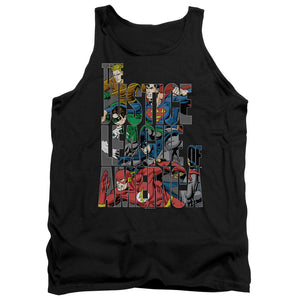 AN OFFCIALLY LICENSED JLA LETTERED LEAGUE ADULT UNISEX TANK TOP BLACK