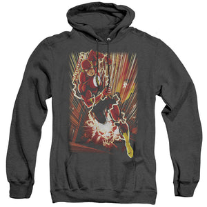 AN OFFCIALLY LICENSED JLA STREET SPEED ADULT UNISEX HEATHER PULLOVER HOODIE BLACK