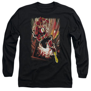 AN OFFCIALLY LICENSED JLA STREET SPEED MEN'S LONG SLEEVE T-SHIRT BLACK