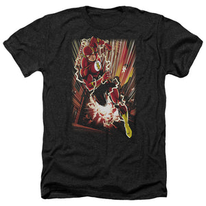 AN OFFCIALLY LICENSED JLA STREET SPEED MEN'S HEATHER T-SHIRT CHARCOAL