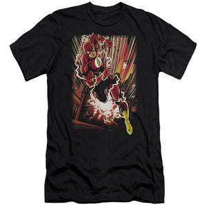 AN OFFCIALLY LICENSED JLA STREET SPEED MEN'S PREMIUM SLIM FIT T-SHIRT BLACK