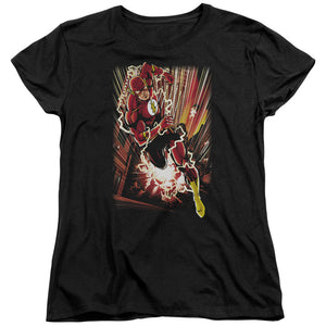 AN OFFCIALLY LICENSED JLA STREET SPEED WOMEN'S REGULAR FIT T-SHIRT BLACK