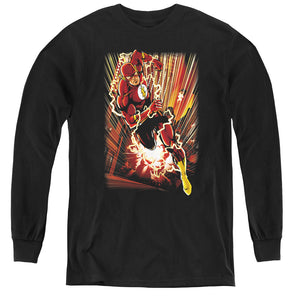 AN OFFCIALLY LICENSED JLA STREET SPEED YOUTH LONG SLEEVE T-SHIRT BLACK