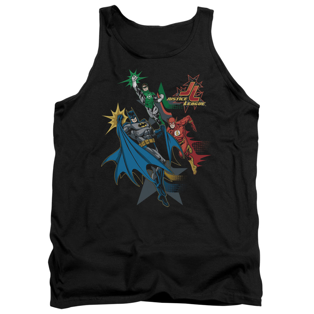 AN OFFCIALLY LICENSED JLA ACTION STARS ADULT UNISEX TANK TOP BLACK
