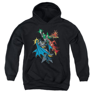 AN OFFCIALLY LICENSED JLA ACTION STARS YOUTH HOODIE BLACK