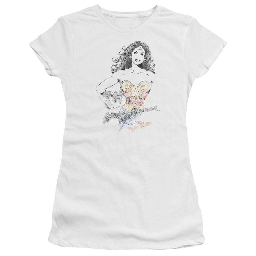 Dco Jla Wonder Squiggles Licensed Women's T-Shirt Juniors LG