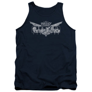 AN OFFCIALLY LICENSED JLA JUSTICE WINGS ADULT UNISEX TANK TOP NAVY