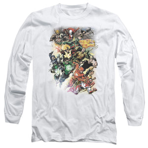 AN OFFCIALLY LICENSED JLA BRIGHTEST DAY #0 MEN'S LONG SLEEVE T-SHIRT WHITE